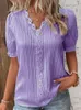 Damenblusen Hemden Damen Sommer Neue Top 2024 Solid Farbe Sexy V-Ausschnitt Holloh