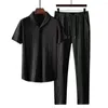 Clour de piste pour hommes Simple remin-down Collier plissé à manches courtes à manches pantalons longs pantalons LET-pantalon légers