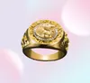 Fashion Hip Hop Gold Color Dinger Ring Men039s Punk Style Ring Band Cool Lion Head Ring Bijoux Male Bilan 8137317781