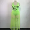 Robes de travail Maxi pour femmes été 2024 sexy en deux morceaux ensembles sans manches bodycons bodys en maille transparente plus ensembles et ensembles