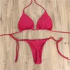 Vrouwen sexy hangende nek string bikini set side tie bie zwempak stijl split riem solid verstelbare dames 240426