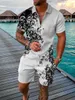 Boho Geometric in stile 3d Stampa 3d camicie polo con cerniera set polo con cerniera con cerniera 2pcs Hawaii Holiday Man Clothes 240424