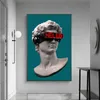 VRメガネの壁アートキャンバスポスターとプリントのあるデビッド彫刻抽象的なデビッドキャンバス絵画壁の装飾写真240429