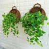 Decoraties Wall Mount Rattan Basket Hangende Planter Basket Handgemaakte rieten bloemenpot Huis tuin Decor geweven rattan vaasmanden