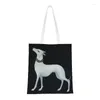 Shopping Bags Custom Greyhound Jumping Canvas Women Portable Groceries Whippet Sihthound Dog Shopper Tote