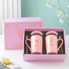 Becher Farbe Glasur Keramik Tasse Geschenkbox Set ein Paar Tassen Hochzeit süßer Kaffee und