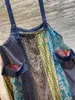 Röcke weibliche Ibiza -Baumwoll -Leinen Patchwork Overalls Schwung Rock Sommer Beach Bohemian Boho Gypsy Hippie Bali Sundress Hosenträger