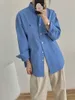 Bloups feminina camisas francesas de camisa bordada francesa de mangas compridas lapela de camisa básica casual solteira topl2405