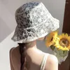 Bérets Bode de lace blanc chapeau pour femmes hisphes respirant UV Protection Soleil Chapeaux de soleil Coréens Girls Hollow Panama Basin Caps Vision de plage Vision de plage