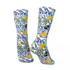 Mulheres meias meias de flor azul retro