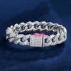 Chaîne cubaine de Miami personnalisée 10 mm de largeur Real 925 Silver 2 Rows D Color Diamond Moisanite Link Bracelet