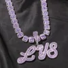 THE BLING KING Custom Brush Script Letter Two Tone Pendant Micro Paved CZ Personalized Name Plate Necklace Hiphop Jewelry 240416