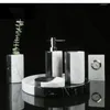 Dispensador de sabão líquido preto e branco loção de mármore garrafa viagens de banheiro portátil bomba
