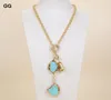 Colliers pendants guaiguai bijoux 27quot blanc biwa perle bleu turquoise gemmes stone lariat chain collier4111415