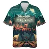 Herren Casual Shirts Camping Club 3D Print Beach Shirt Hawaiian Streetwear Outdoor -Abenteuerteam für Männer Kleidung Camp Party Kurzarm