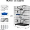 Porteurs de chats cage à 4 niveaux 51 pouces Crate Kennel Enceinte playpen grand métal pour animal chaton ferret animal house intérieur extérieur