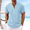 T-shirts masculins Mens de plage d'été Blanc Navy bleu bleu court à manches courtes cols debout