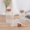 Storage Bottles 100g/300g Round ABS Scrub Bath Salt Bottle Face Cream Mask Powder Cosmetics Jar Cork Container With Wood Spoon Plastic Small