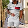 Summer Mens Suit Trend 3D Print Vintage check Polo Shirt Shorts Two Piece Set Soft Fashion Casual Men Clothing Tracksuit 240428