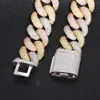 Luxury Hip Hop Sparkling 17mm Three Color Sterling Silver Vvs Moissanite Cuban Link Bracelet for Men