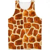 Heren tanktops persoonlijkheid giraf huid grafische top voor mannen zomer 3d geprinte dieren bont vest street oversized mouwloos t-shirt