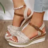 Sandals Woman'S Flip Flops Size 8 Women'S Casual Side Hollow Belt Buckle Slope Bottom Roman Shoes Summer Fashion Wedge Sandal For Women