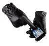 Män gåva känslig pekskärm äkta svartbrun läderhandskar Vattentät handske för 5985794