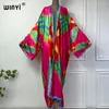 African Print Sexy Kimono Fashion Cardigan Africa Beach Wear Cover-up Dress Outfits For Women Holiday Abaya