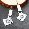 Dangle Earrings Creativity Large Geometric Metal Drop For Women Tribal Vintage Square Dark Blue Color Stone Hook