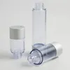 Förvaringsflaskor 2 x 30 ml KLAR FÖRFÖRANDE AIRLESS PUMP SILVE MINI PORTABLE VACUUM Kosmetisk behandlingsflaska