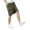 Shorts masculinos de trabalho de verão de algodão solto capris de bolso de bolso casual