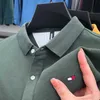 Mens Polos Luxury quality springsummer 100 pure cotton mens polo shirt with exquisite embroidery on the lapel Korean fashion long sleeved version for mens clothing