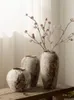 Mottled Retro Chinese Style Decorative Ornaments Flower Arrangement Water Culture Ceramic Vase 240430