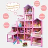 Docka hus tillbehör barn leksak simulering doll hus villa set som låtsas spela husmontering leksak prinsessa slott sovrum tjej gåva toyl2405