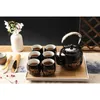 Zestawy herbaciarni japońskie piękne azjatyckie porcelanowe zestaw herbaty czarny z 1 czajniczką 6 filiżanek herbaty 1 taca herbaty 1 Infuzor ze stali nierdzewnej dla dorosłych