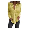Blouses de femmes Sexy Hollow Out broderie Crochet Femmes Spring Solid Long Sleeve Jacquard Top Summer Loose Single Breasted Abelt