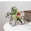 Vaser Creative Light Luxury Silver Flower Shape Ceramic Vase Living Room Table Arrangement Art Ornament Crafts Home Decorations