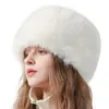 女性のためのベレー帽ソフトファーリーウシュハンカ女性温かい漁師の屋外アクティビティバケツ