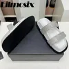 Slippers 2024 Zomer Crystal One Riem Dik Sole Dames Designer Brand Platform Slides Holiday Peep Toe Beach Shoes Woman