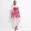 Women Suit Yoga Set Female Clothing Sportswear Sport Outfit For Woman Long Sleeve Top Workout Clothes Gym Leggings Fitness Suits 240425