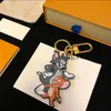2024 With original box handmade designer keychain multi-color keychain Woman Men Brown leather bag purse lanyard Gold Plated accessories Dragon keychain Letter