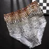 Underbyxor män 3D konvexa underkläder leopardtryck trosor mäns zebra låg-rise isilke för komfort