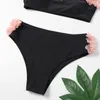 Women's Swimwear Flower Bikini 2 Piece Set Strapless Swimsuit High Waist Sexy Thong Women Solid Color Push Up