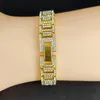 Link Armbanden Hip Hop Style Alloy 14mm Rough Set Zirkoon Watch Chain Cuban Bracelet For Girlfriend Birthday Christmas Gifts