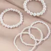 Strand Obega 5pcs Elastic Immitation Pearl Braclet Ensemble pour les femmes Bracelet Bridal Stretch Bracelet Bijoux de fête en soirée