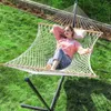 Hammocks PNAEUT Double Rope Hammock with Stand Included 12ft Heavy Duty Stand 2 Person Traditional Cotton Rope Hammocks with for