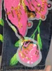 ディートレディースデニムスカートハイウエスト刺繍フレア色の花スパンコールスプリットグラフィティスカート2024夏のファッション240424