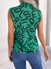 Women's Blouses Shirts Womens casual letter printed V-neck sleeveless chiffon shirt summer topL2405