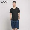 Men's T-Shirts 2022 GAAJ 100 Pure Cotton Plain T-shirt Mens V-neck T-shirt Mens Short sleeved Brand Summer Blank Top Pure Cotton Navy Blue White GrayL2405