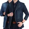 Ternos masculinos jeans blazer masculino jeans jeans jacket cacote três botões fora do tamanho do m-4xl